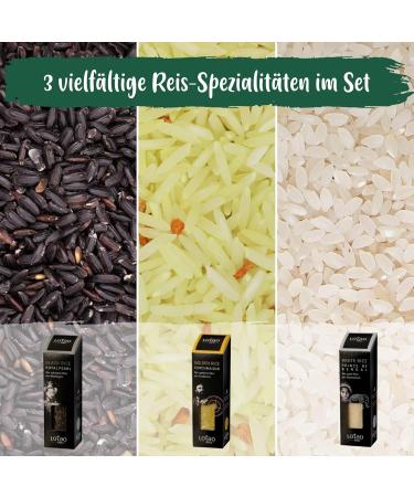 Exotic Lotao Deli Reis Set II - 3x300g Organic Rice: Royal Pearl Black Curcuma Sun Golden Prince of Bengal Mix | High-Quality Test Set for Gourmet Cooking - Buy Online on SooperMarket.com