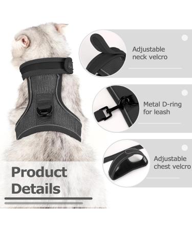 HEYWEAN Cat Harness and Leash Set - Escape Proof Kitten Harness for Outdoor Walking - Adjustable and Reflective - Dark Grey - Sizes S, M, L - Buy Online on SooperMarket.com