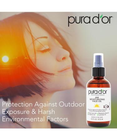 PURA D'OR Organic Moisturizing Face Oil 3.3 Oz - Anti-Aging Hydrating & Brightening Skincare for All - Vegan Paraben-Free - Morning Glow for Radiant Skin - Buy Online on SooperMarket.com