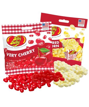 Jelly Belly Very Cherry & Buttered Popcorn Gourmet Jelly Beans - Christmas & Holidays Candy - Vegan Candy Dairy Free Snacks Gluten Free Kosher Candy Stocking Stuffers for Teens Peanut-Free Candy Treat for Kids & Families Sweet Snack Alternative