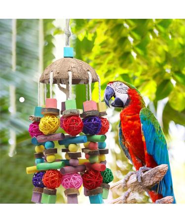 MQUPIN Big Bird Parrot Toy - Multi-Color Natural Wooden Blocks for Caciques Gray Parrots Macaws & Amazons - Climbing Chewing & Cleaning Fun - Buy Online on SooperMarket.com