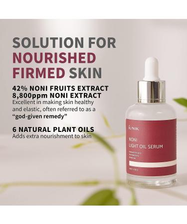 IUNIK Vegan Noni 42% Oil Serum | 1.69 Fl Oz | Deep Nourishment for Hyper-pigmentation & Skin Elasticity | Glowy Look | Korean Skincare with Blueberry, Olive & Jojoba Oil | Hydrating Facial Serum for Dry Skin - Buy Online on SooperMarket.com