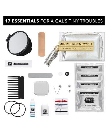Pinch Provisions Metallic Minimergency Kit - 17 Travel-Sized Cosmetic Essentials | Perfect Emergency Beauty Accessories & Gifts in Silver - Buy Online on SooperMarket.com