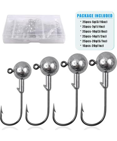 Jig Heads & Angel Hook Set - 30 Stk Rubber Fishing Jig Hooks with Round Jighead for Predatory Fishing | High-Quality Lead Head Hooks - Buy Online on SooperMarket.com