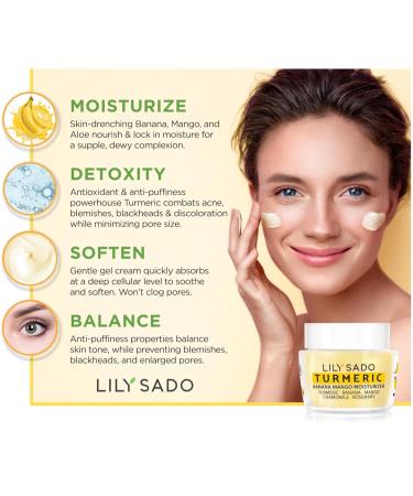 LILY SADO Turmeric Banana Mango Face Moisturizer - Vegan Anti-Aging Cream with Chamomile & Rosemary for Wrinkles - Nutritious Daily Facial Lotion - Buy Online on SooperMarket.com