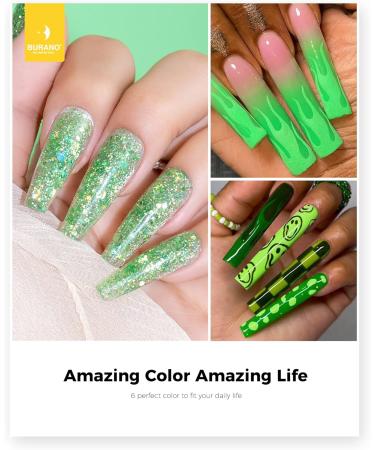 BURANO Poly Extension Gel Nail Kit - 6 Colors Builder Set for DIY Nail Art - Green Poly Nail Gel Kit for Beginners & Professionals - Buy Online on SooperMarket.com