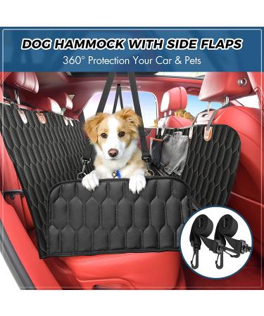 5-in-1 Dog Car Seat Cover for Back Seat | Waterproof & Scratchproof Car Hammock for Dogs | Nonslip & Mesh Window Car Pet Seat Protector with Belt | Fits Cars, Trucks, SUVs | Black 53x59 - Buy Online on SooperMarket.com