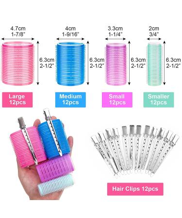 60 Pcs Hair Rollers Set with Duckbill Clips - 4 Sizes & Colors for DIY & Hair Salon Hairstyling - Buy Online on SooperMarket.com