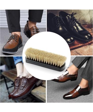 Stone and Clark Premium White Horsehair Shoe Brush - 100% Horse Hair Bristles for Perfect Leather Polish - Concaved Beech Wood Handle - Shoe Care Essential - Buy Online on SooperMarket.com