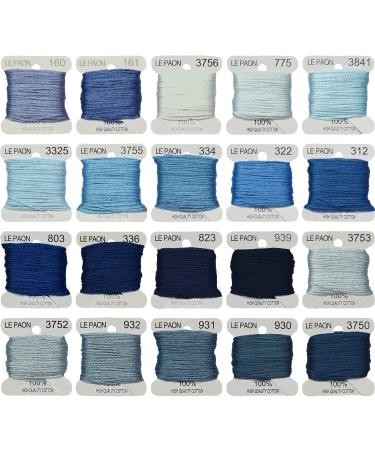 Embroidery Floss bobbins - Cross Stitch Threads - Friendship Bracelets Floss - Crafts Floss - 20 Bobbins Per Pack Embroidery Floss Electric Blue Gradient 160-3750