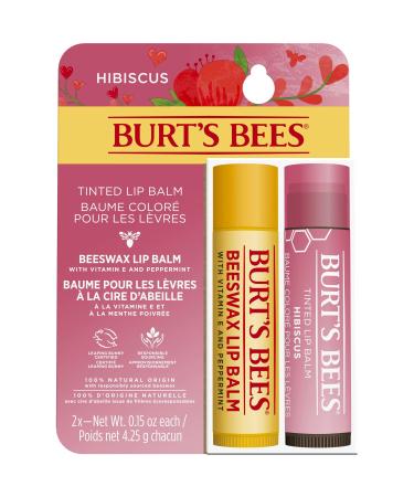 Burt's Bees Lip Care Multipack Beeswax Lip Balm and Tinted Hibiscus Lip Balm Value Pack of 2 2 x 4.25 g