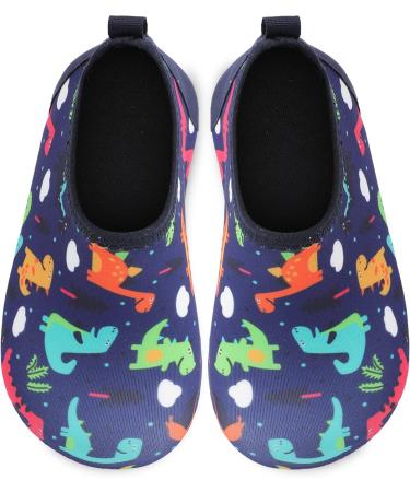 JIASUQI Kids Water Shoes - Quick Dry Aqua Socks for Beach & Pool - Navy Dinosaur Design - Size 10.5/11 UK Child - Buy Online on SooperMarket.com
