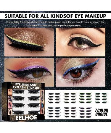 4 Pairs Self-Adhesive Glitter False Eyelashes with Eyeliner Stickers Reusable & Waterproof Black Eye Makeup Set - Buy Online on SooperMarket.com