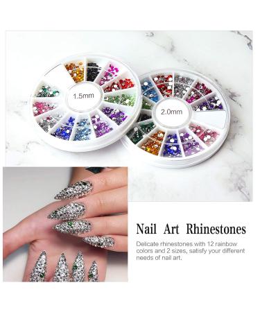 Canvalite Nail Art Brush Set - 5 Pc Gel Nail Decoration Tools Dotted Pen Rhinestones & Gold Leaf for Salon & Home Use - Buy Online on SooperMarket.com