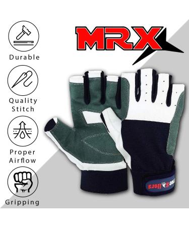 MRX Sailing Gloves for Men & Women - Paddle, Row, Fish & Ski with Comfort | Short Finger Kayaking Gloves in Blue, Grey & White - Large - Buy Online on SooperMarket.com