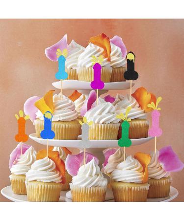 Arthsdite 24Pcs Bachelorette Cupcake Toppers Hen Funny Party Cake Pick Decorations for Wedding Engagement Bachelorette Birthday Party Cake Decorations Supplies - Multi-color Glitter - Buy Online on SooperMarket.com