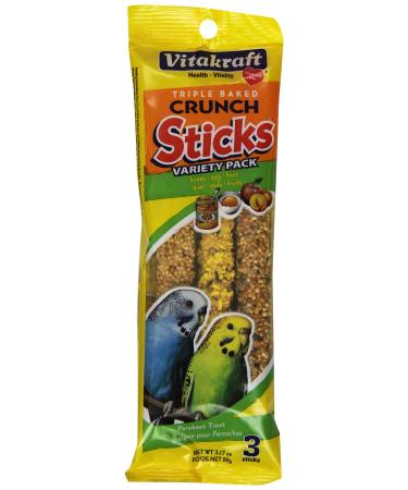Vitakraft Parakeet Treat Sticks Variety 3 Pack (Honey Egg & Fruit) 3.17 Ounce Variety Sticks