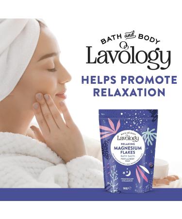Magnesium Flakes Bath Salts 1kg by Lavology - All Natural, Calming & Relaxing Formula - Buy Online on SooperMarket.com