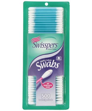 Swisspers Hot Colored Swab-500 ct (Color May Vary)