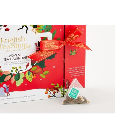 English Tea Shop Organic Book Style Red Advent Calendar - 25 Loose Leaf Tea Pyramid Bags - 13 Different Flavours. 50 g U060772 - Buy Online on SooperMarket.com