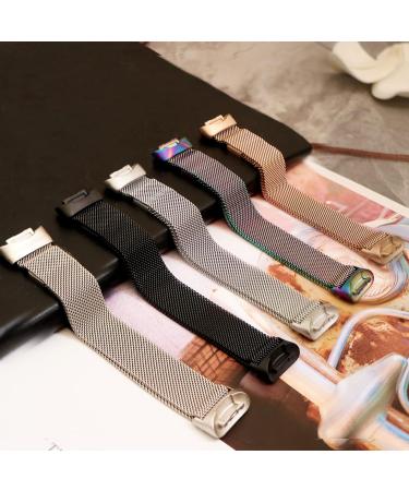 Surundo Adjustable Magnetic Mesh Loop Bracelet for Fitbit Charge 5 & 6 - Black Metal Fitness Tracker Accessory - Buy Online on SooperMarket.com
