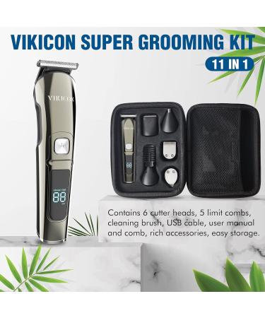 VIKICON Beard Trimmer Men IPX7 Waterproof Grooming Kit w/Case Nose Hair Trimmer Electric Razor Body Shavers Cordless Clippers Shaving Kit for Mustache Face Body Gifts for Men Dad Silver 13 Piece Set - Buy Online on SooperMarket.com