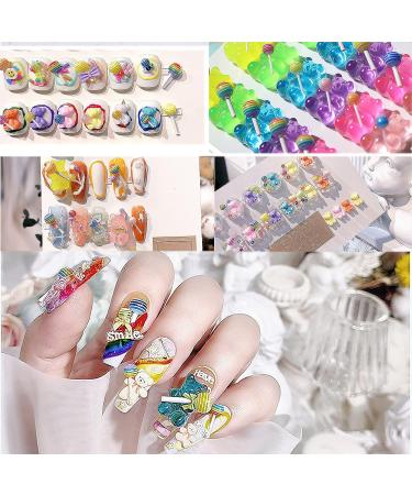 130Pcs 3D Gummy Bear Candy Nail Charms - Colorful Resin Acrylic Cute Nail Art Accessories - Buy Online on SooperMarket.com