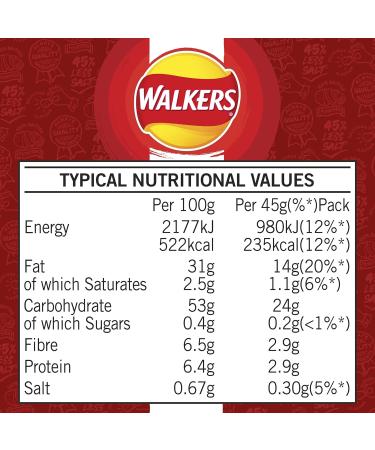 Walkers Less Salt Lightly Salted 45g - Reduced Sodium Chips | 1 Pack - Buy Online on SooperMarket.com