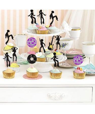 Rsstarxi 24 Pack 70's Disco Dancing Cupcake Toppers Glitter 80's Disco Dancer Cupcake Picks 70's 80's Disco Cake Decorations for Music Ball Disco Theme Wedding Birthday Party Decorations Design 1 - Buy Online on SooperMarket.com