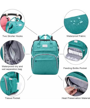 Buy SndMor Mint Green Diaper Backpack - Multifunctional Wrap Bag with Bed Function Stroller Hook & Large Capacity for Moms & Dads - Buy Online on SooperMarket.com
