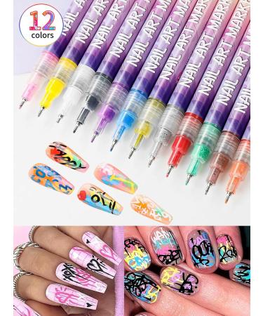 Buy 3D Nail Art Pens - 12 Colors Fine Tips for DIY Nail Designs | International Shipping Available - Buy Online on SooperMarket.com