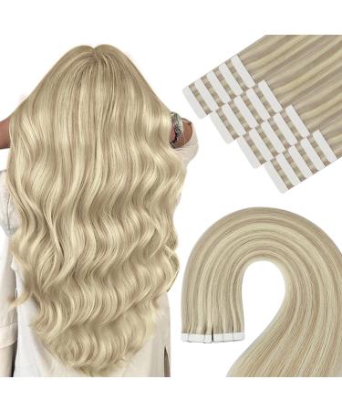 Youngsee real hair extensions tape ashblond tap extensions real hair blond 60cm extensions tape real hair seamless tape in extensions long tape hair recovery real hair tape in hair 50g 20pcs #18/613 60 cm 2- #18p613