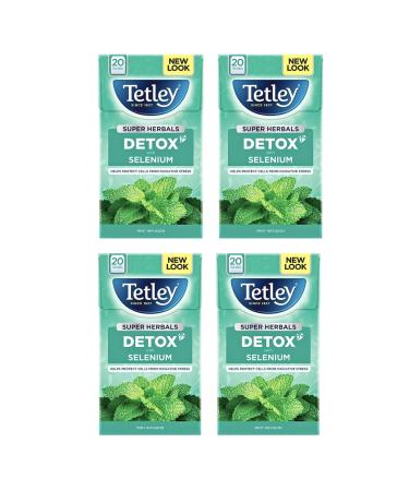Tetley | Super Herbals | Detox with Selenium | Mint Infused Tea Bags | 4x20 Tea Bags