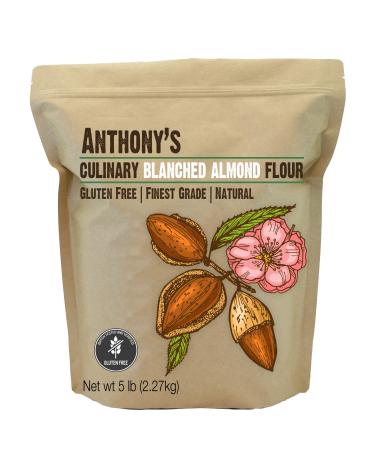 Anthony's Almond Flour Blanched Culinary Grade, 5 lb, Batch Tested and Gluten Free, Keto Friendly