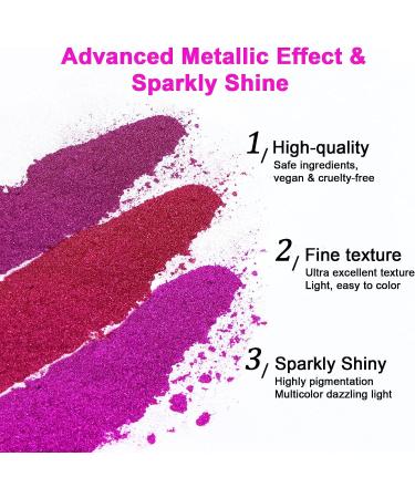 Saviland 36Pcs Mirror Chrome Nail Powder Set - Metallic Holographic Chrome in Black Blue Silver Gold - for French Manicure & Nail Art Decoration - DIY Home Salon - Buy Online on SooperMarket.com