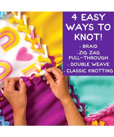 Made By Me Easy-to-Knot Fleece Quilt Making Kit - No Sewing Required - 59 x 39 Inches - Includes 20 Fabric Squares and Embellishments - Learn 4 Knotting Techniques - Multicolor - Buy Online on SooperMarket.com