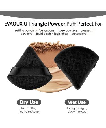 2 Pcs EVAOUXIU Triangle Powder Puff for Face Powder - Soft Plush Setting & Foundation Blender Sponge in Black - Buy Online on SooperMarket.com