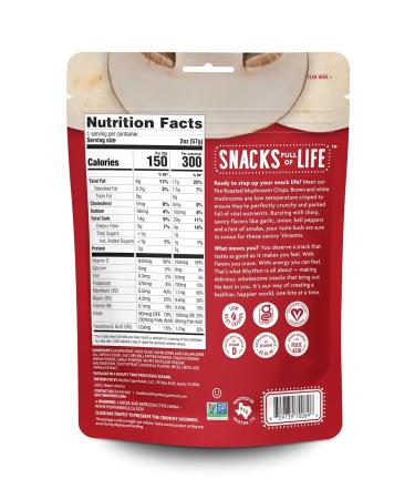Rhythm Superfoods Mushroom Crisps Fire Roasted 2.0 Oz (Pack of 4) - Vegan/Gluten-Free Superfood Snacks - Buy Online on SooperMarket.com