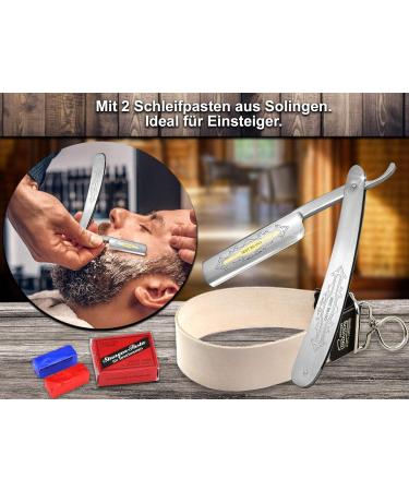 Premium Solingen Gold Etched Razor Set with Grinding Pastes & Strop - International Shipping Available - Buy Online on SooperMarket.com