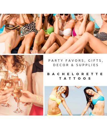 Bachelorette Bride to Be Nautical Temporary Tattoos - 100+ Gold Metallic Designs - Bride's Crew, Nauti Bride, Last Fling - Perfect for Engagement & Bachelorette Party - Waterproof & Nontoxic - Buy Online on SooperMarket.com