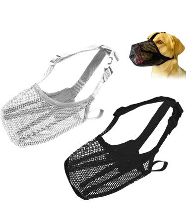 Muzzle for dogs 2 pieces of breathable dog muzzle mesh mesh muzzle dog with rounded -off for small medium and large dogs soft adjustable muzzle black+gray m