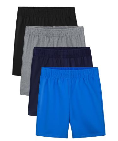 Resinta 4 Pack Toddler Boys Basketball Shorts Summer Boys and Toddlers' Sports Shorts Little Boys Pull On Performance Shorts 5T Black Light Gray Royal Blue Navy Blue