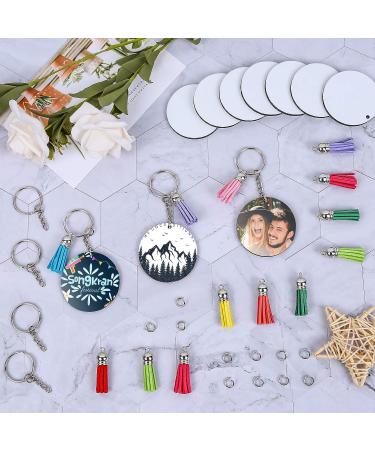 80 PCS Sublimation Blanks Keychains & Coasters Kit for DIY Art Crafts - Round Double-Sided Heat Transfer Key Chains & Tassels Set - Buy Online on SooperMarket.com