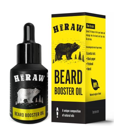 Heraw beard oil men - beard oil for men - Nourishing healthy beard care & styling improves beard growth softness and your style - Beard oil from argan oil jojoba oil and almond oil - 30 ml