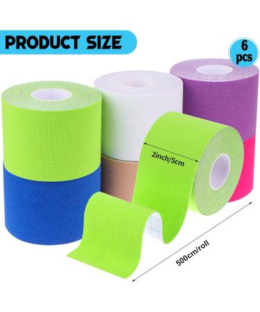 craftshou 6 Rolls Kinesiology Tape Waterproof Athletic Tape Breathable Elastic Sports Physio Tape for Muscle Elbow Knee Shoulder Ankle Pain Relief White - Buy Online on SooperMarket.com