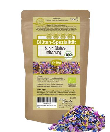 Direct & Friendly |10g |Colorful organic flower mixture |Colorful eating blossom mix made of rose marigold flowers and cornflower petals 10 g (1 Pack)
