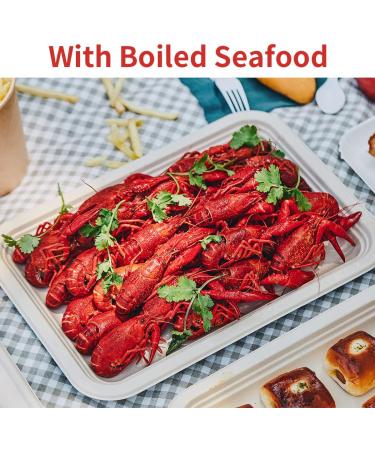 Bloomoon 50 Pack 14 Inch Heavy-Duty Disposable Food Trays - Compostable Paper Platter Plates for Crawfish, Lobster, Crab, BBQ - Extra Large Serving at Party - Buy Online on SooperMarket.com