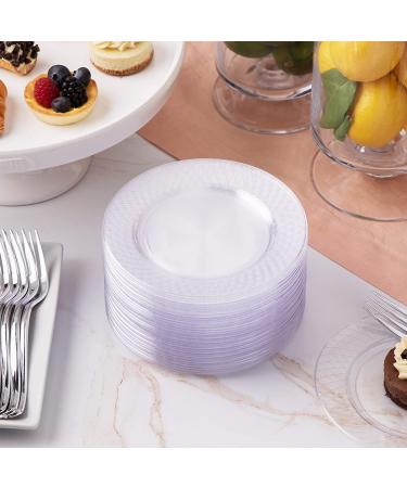 100 Clear Plastic 6.25 Inch Disposable Dessert Plates - Elegant Round Party Plates for Weddings & Events - Buy Online on SooperMarket.com