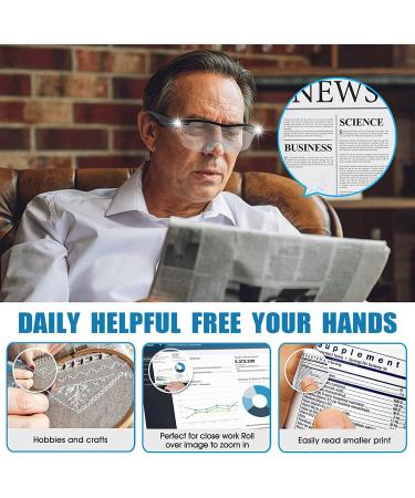 Magnifying Glasses with LED Light Big Zoom Vision Reading Glasses Eyewear Rechargeable 160% Magnification Eyeglasses Hands Free for Reading Hobbies and Close Work Black - Buy Online on SooperMarket.com