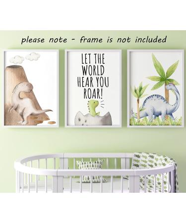 Dinosaur Set of 3 Unframed Poster Prints with Quote for Baby Nursery Decor - Roar A4 - Buy Online on SooperMarket.com